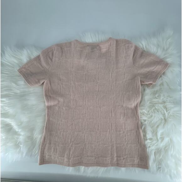 Casual Corner 100% Cashmere Short Sleeve Crew Pullover Sweater Baby Pink Medium - Picture 4 of 11